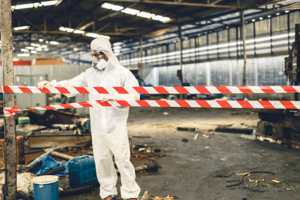 Professional Biohazard technician working in White Cloud, MI